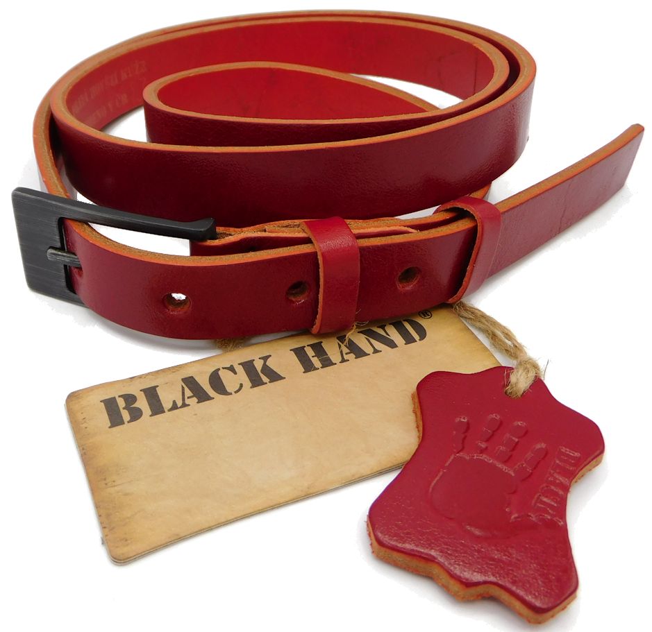 Dámský červený kožený pásek Black Hand 069 - 50 Délka: 100 cm