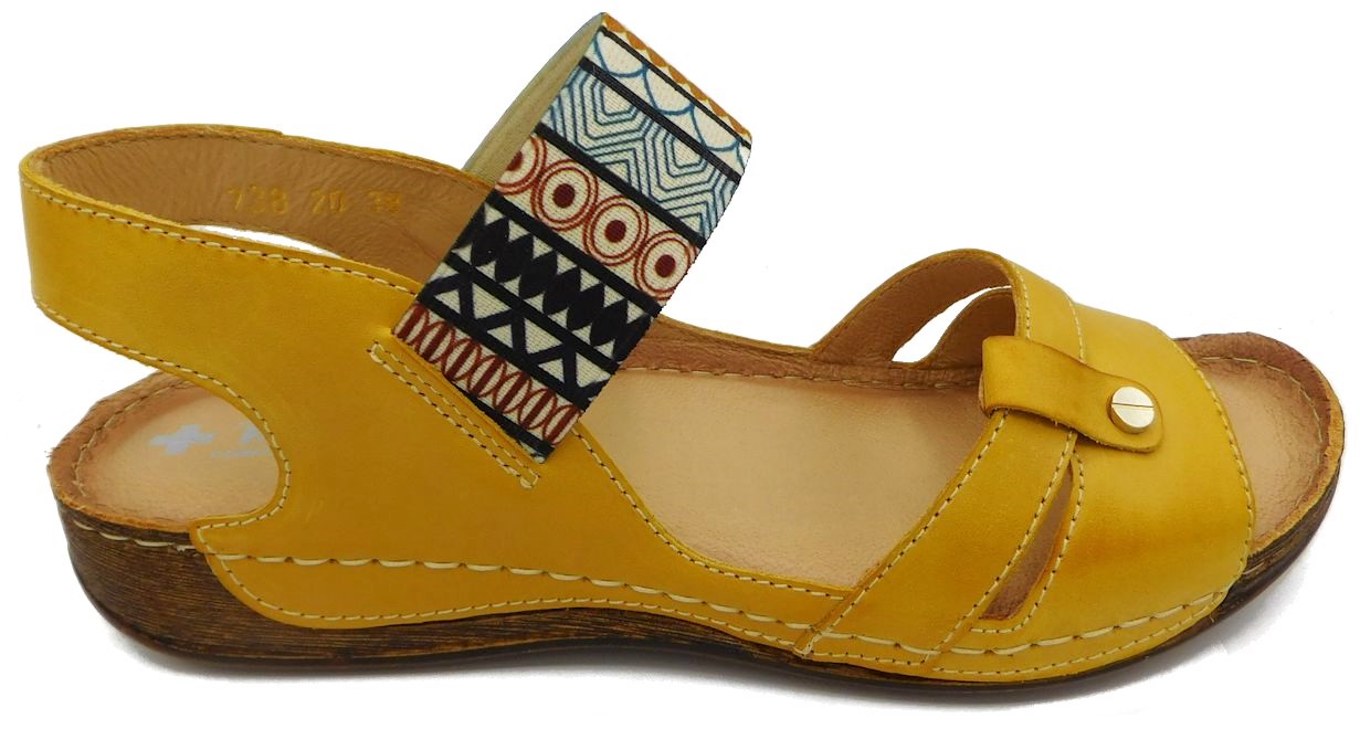 Dámské kožené sandály Hilby 738 žluté Velikost: 39 (EU)