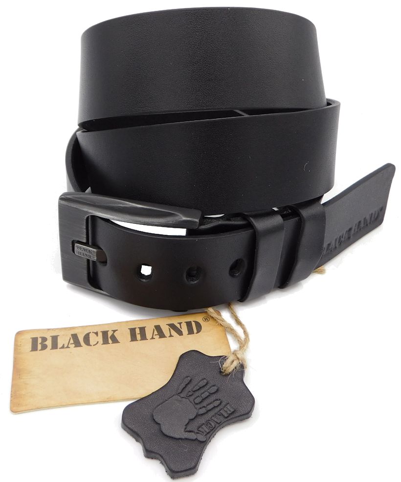 Černý kožený pásek Black Hand 091-98 Délka: 100 cm