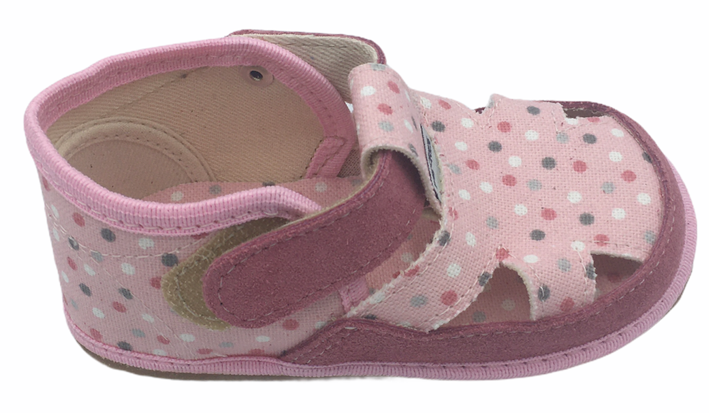 Bosé textilní sandálky Pegres 2096 růžový puntík Velikost: 24 (EU)