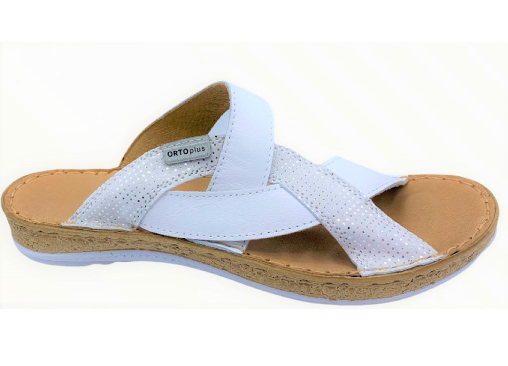 Dámské kožené zdravotní pantofle Orto Plus 4086 bílé Velikost: 38 (EU)