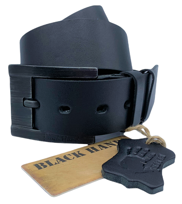 Černý kožený pásek Black Hand 066-98 Délka: 100 cm