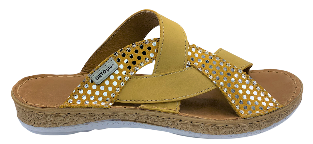 Dámské kožené zdravotní pantofle Orto Plus 4086 žluté Velikost: 41 (EU)