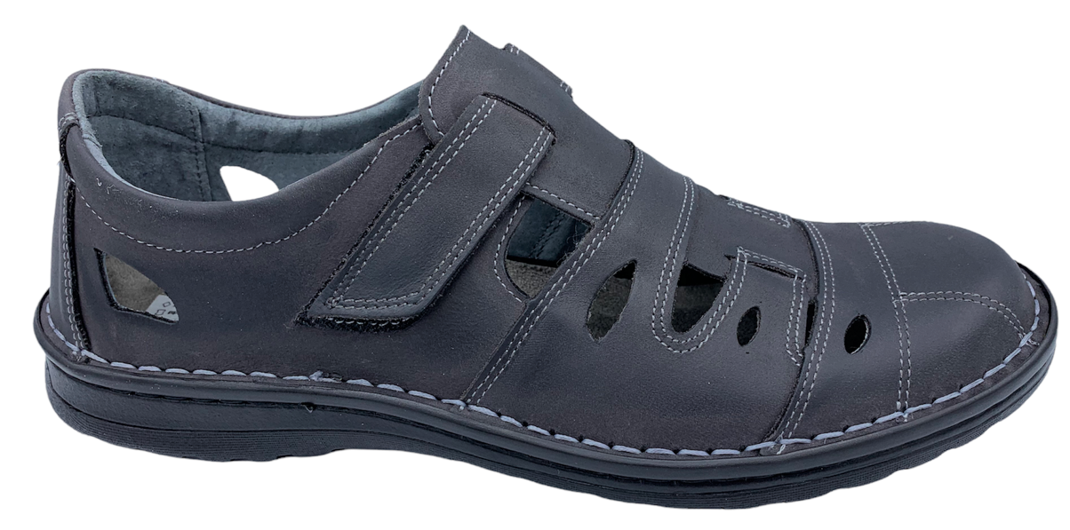 Pánské kožené sandály Madler 4708 tm. šedé Velikost: 44 (EU)