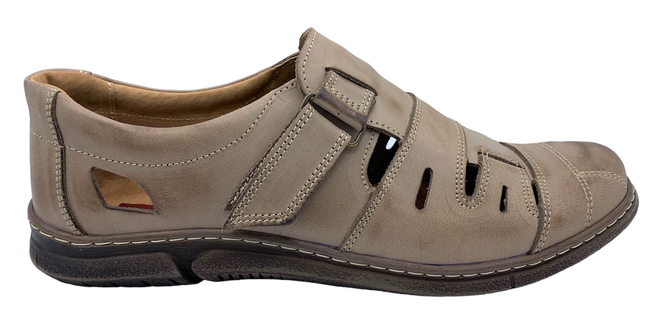 Pánská kožené sandále NES 4617 hnědé Velikost: 44 (EU)