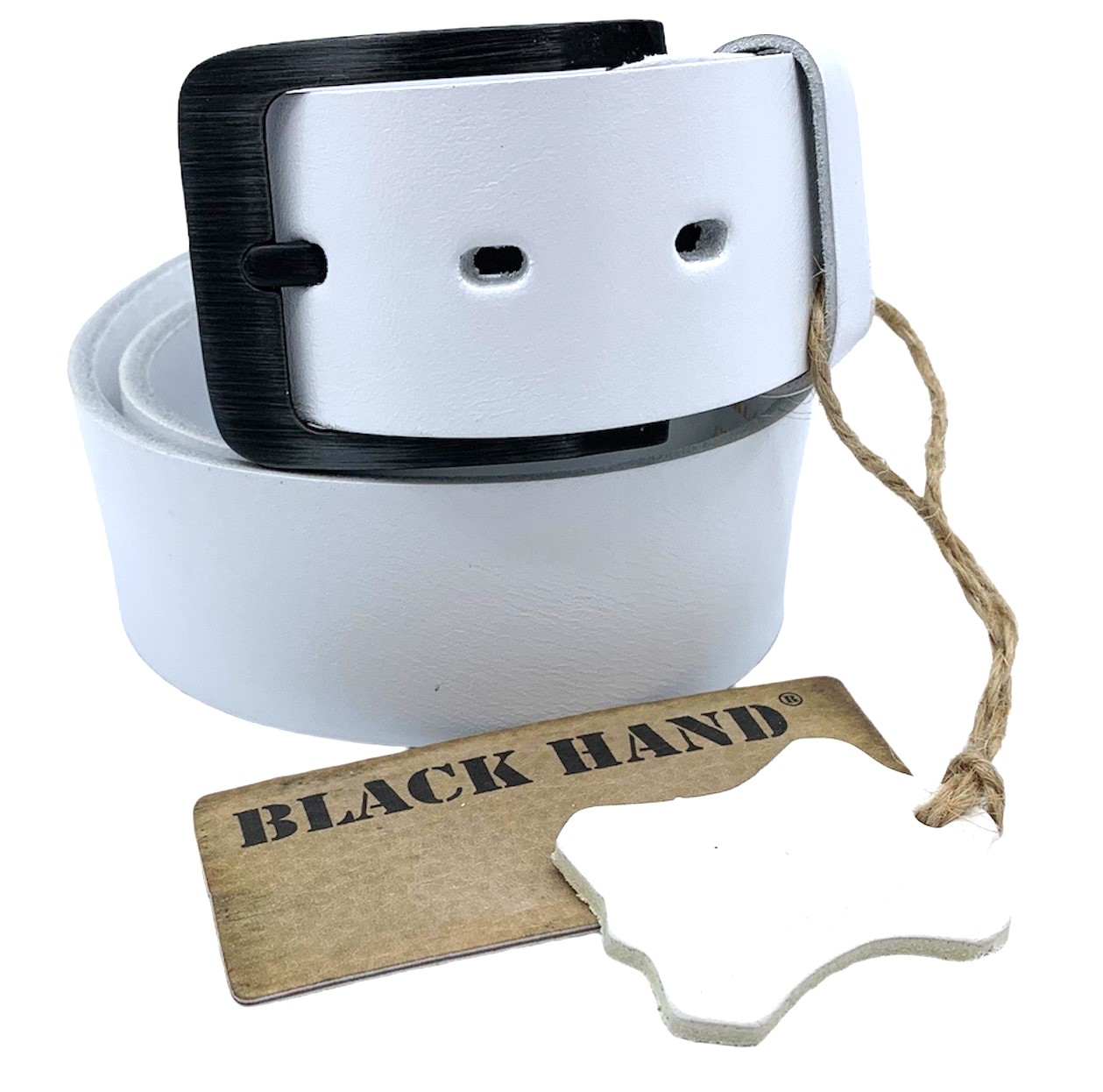 Dámský bílý kožený pásek Black Hand 106-00 Délka: 90 cm