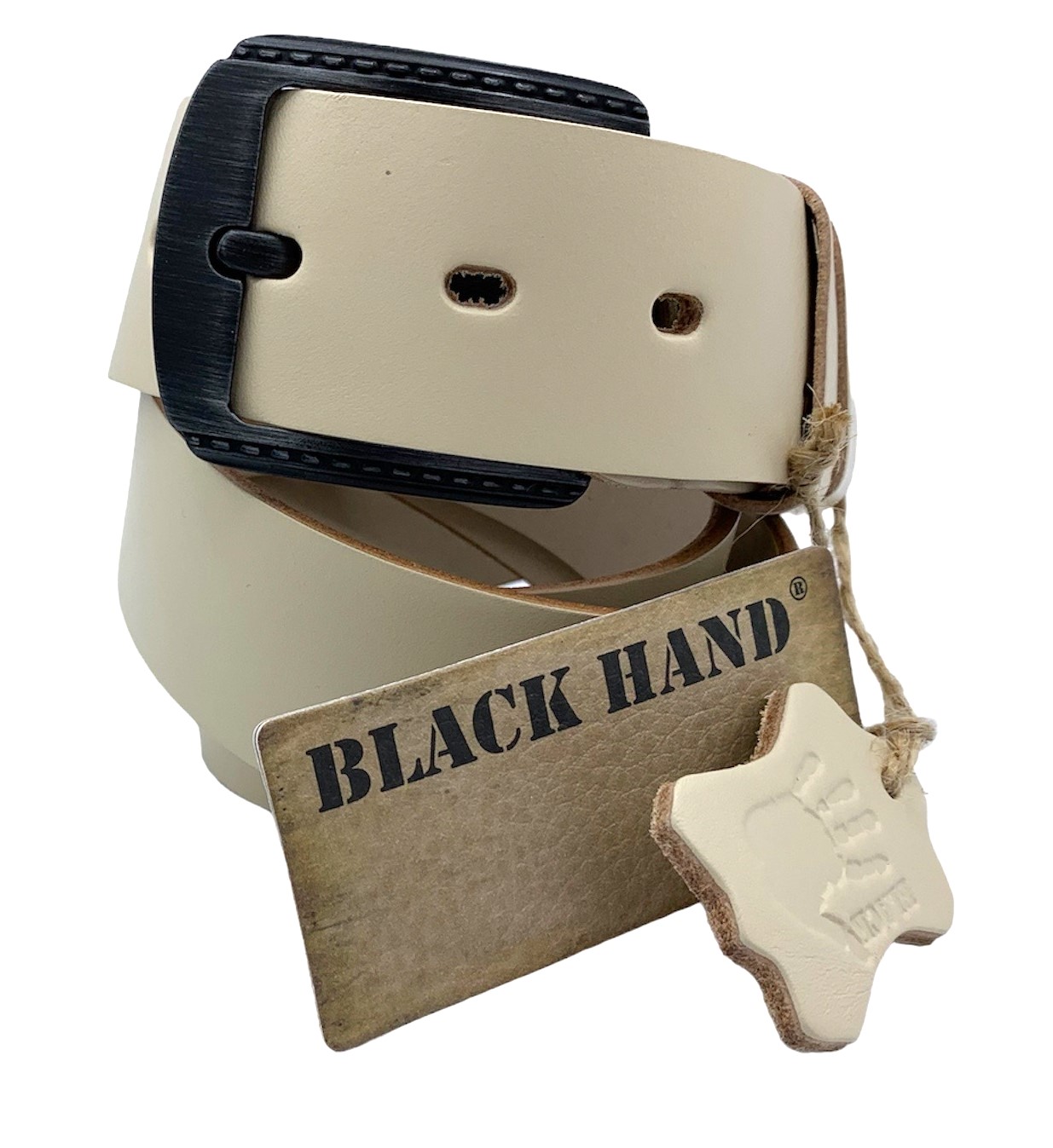Dámský béžový kožený pásek Black Hand 101-10 Délka: 90 cm
