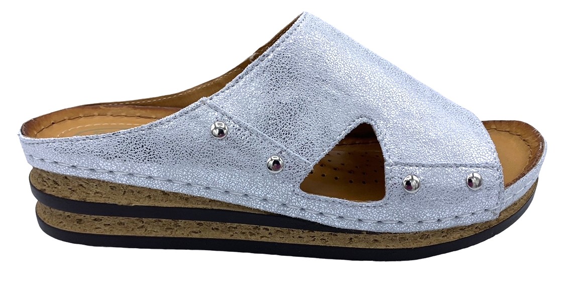 Dámské kožené zdravotní pantofle Orto Plus 2267 stříbrné Velikost: 37 (EU)