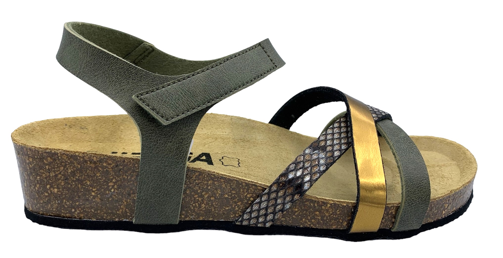 Dámské sandále na klínku REGA shoes 14816 khaki Velikost: 38 (EU)