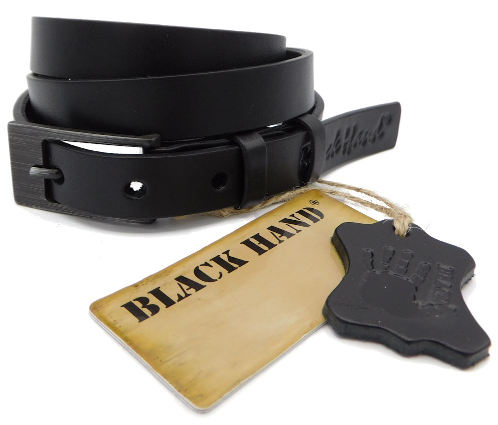 Dámský černý kožený pásek Black Hand 069 - 98 Délka: 100 cm