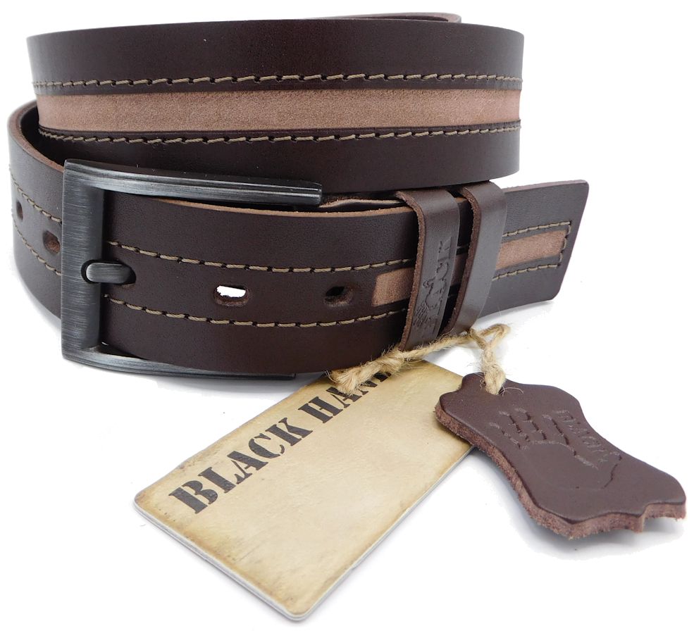 Pánský hnědý kožený pásek Black Hand 100-78 Délka: 90 cm