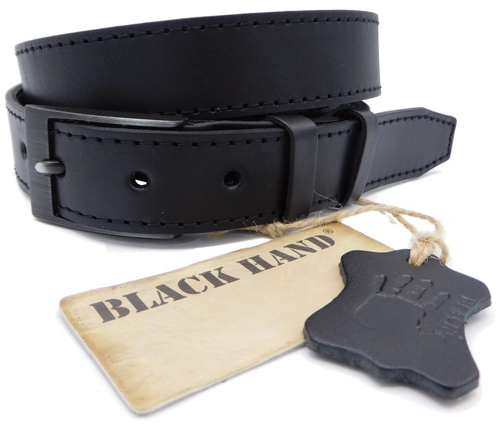 Černý kožený pásek Black Hand 034-98 Délka: 90 cm