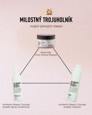 💗 Milostný trojuholník mojich jemných vlasov 💗 …a áno, všetky tri produkty im robia dobre! ✨ Pure Volume maska – Maria...
