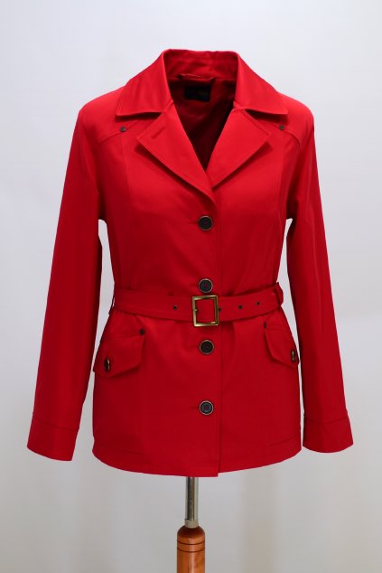 Dámský červená jarní kabátek Gábina nadměrné velikosti.