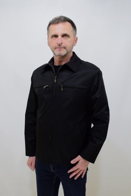 Pánská černá jarní bunda Jan nadměrné velikosti.