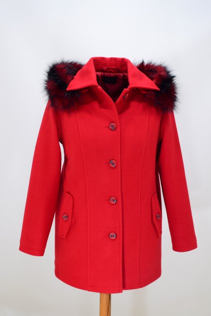 Dámský červený zimní kabát Alice nadměrné velikosti.
