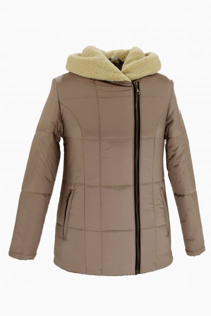 Dámská béžová zimní bunda XENA nadměrné velikosti.