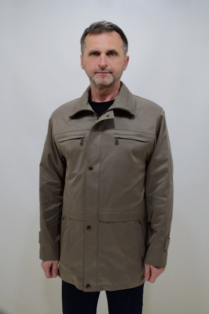 Pánská šedozelená jarní bunda Aleš nadměrné velikosti.