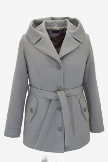 Dámský světle šedý zimní kabátek Aneta nadměrné velikosti.