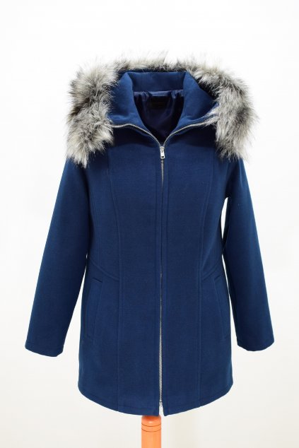 Dámský tmavě modrý zimní kabátek Žaneta nadměrné velikosti.