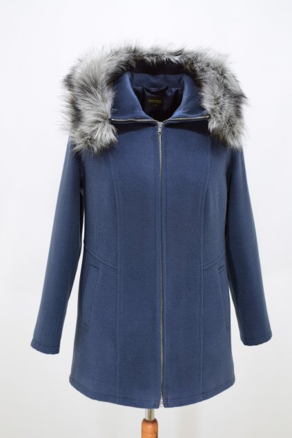 Dámský modrý zimní kabátek Žaneta nadměrné velikosti.
