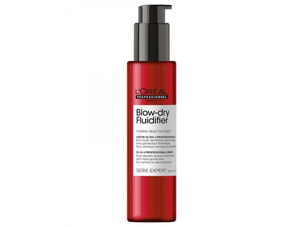 LOREAL Blow-Dry Fluidifier Thermo 10-in-1 Cream 150ml - termoochranný krém  na vlasy - Vlasy-Kosmetika.CZ