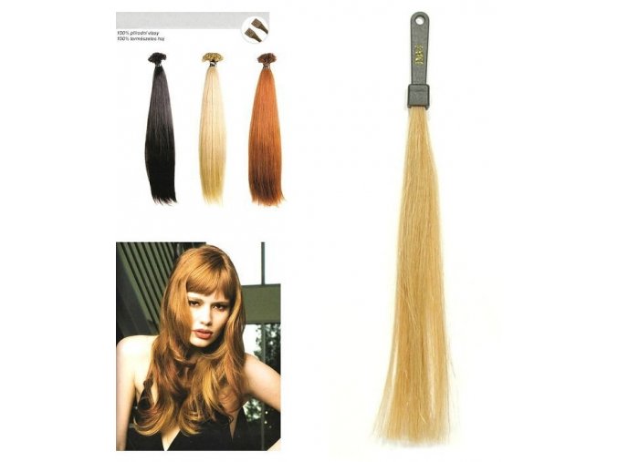 SO.CAP. Rovné vlasy Přírodní odstín 8001LC na prodlužování vlasů 35-40cm - zlatá DB4
