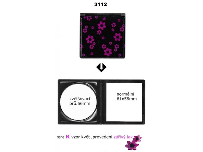 DUKO Kosmetika Skládací kadeřnické zrcátko do kabelky oboustranné - serie K vzor květ