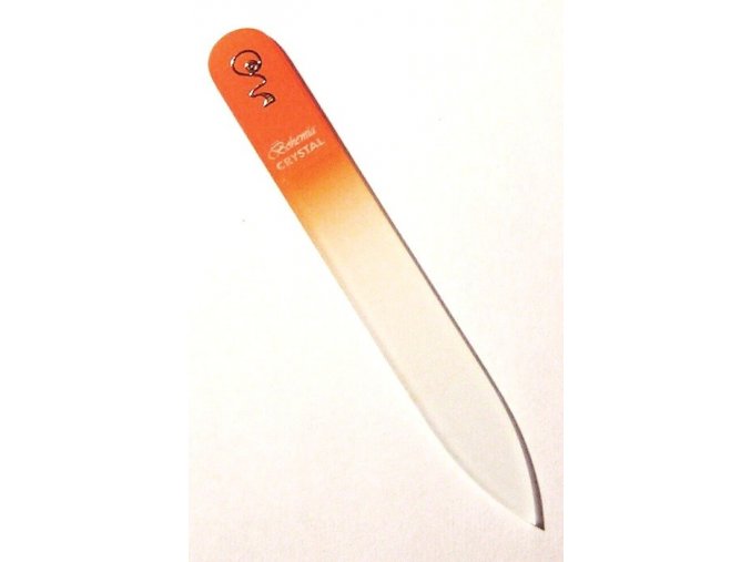 BOHEMIA CRYSTAL Skleněný pilník na nehty s potiskem - 90mm - oranžový