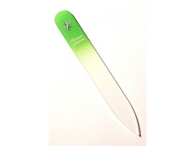 BOHEMIA CRYSTAL Skleněný pilník na nehty s potiskem - 90mm - sv. zelený