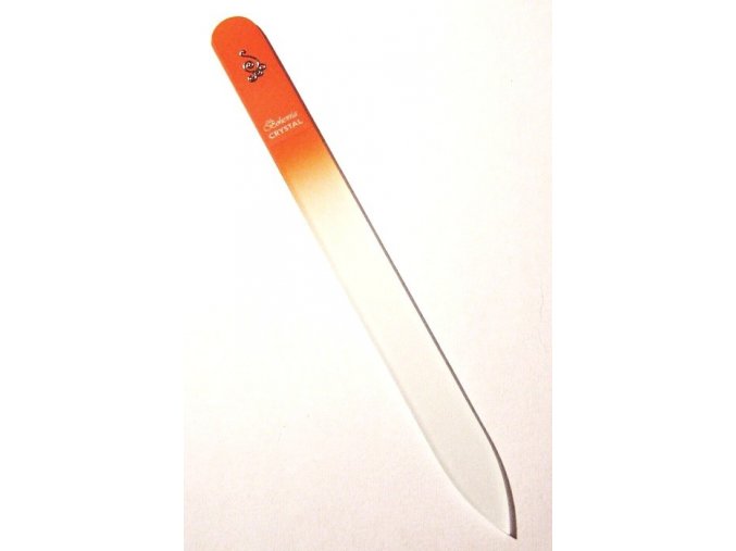 BOHEMIA CRYSTAL Skleněný pilník na nehty s potiskem - 140mm - oranžový