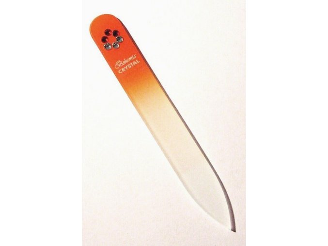 BOHEMIA CRYSTAL Skleněný pilník na nehty Swarovski - 90mm - oranžový