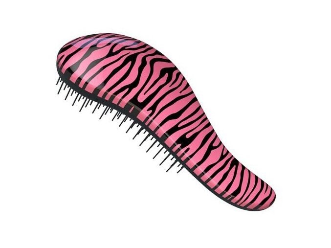 DTANGLER Rozčesávací kartáč na vlasy s rukojetí  - zebra růžová