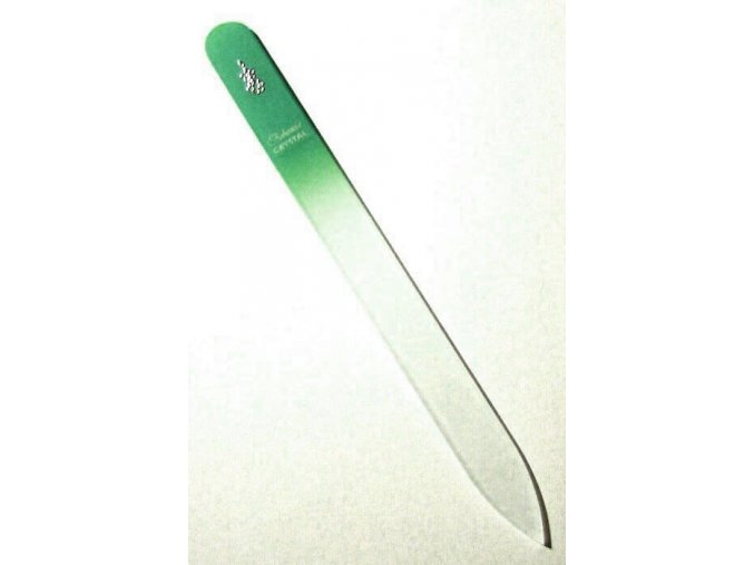 BOHEMIA CRYSTAL Skleněný pilník na nehty s potiskem - 140mm - zelený