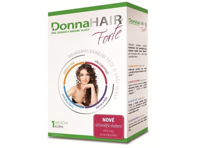 DONNA HAIR Vitamíny na vlasy Forte 30 tobolek - 1 měsíční kúra pro výživu a růst vlasů