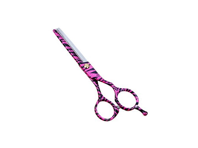PRO FEEL JAPAN Růžová Zebra EFIL30 profesionální efilační nůžky na vlasy 5,5'