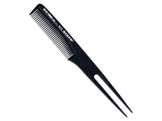 KIEPE Professional Active Carbon 521 - karbonový antistatický hřeben se dvěma hroty 198x25mm