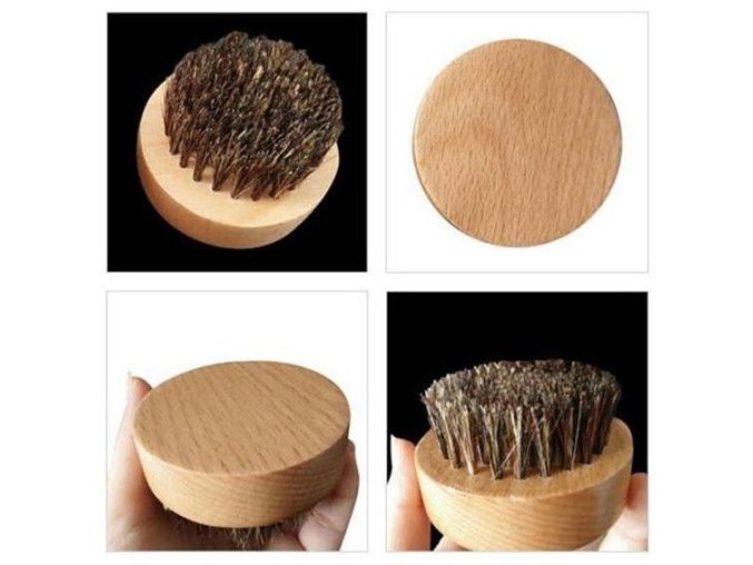 Beard Brush SL1500 Kulatý dřevěný kartáč na vousy, kančí štětiny - průměr 65mm