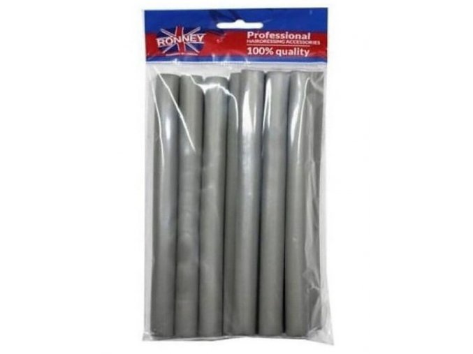 RONNEY Papiloty Flex Rollers Grey 10ks - papiloty na vlasy 18x210mm - šedé