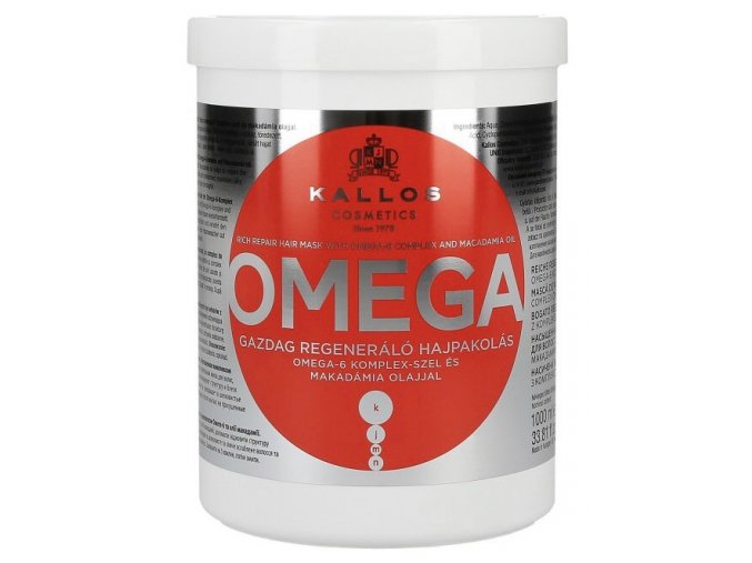 KALLOS KJMN Omega Hair Mask 1000ml - maska na lámavé vlasy a roztřepené konečky