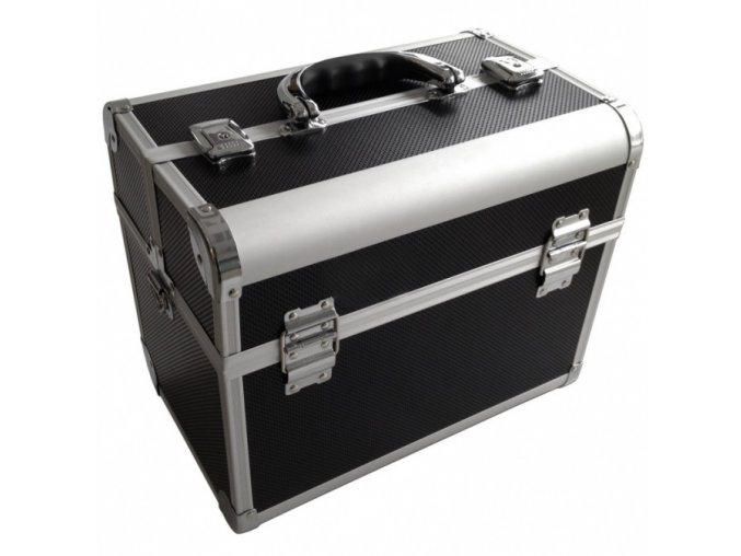 ALU kufr Black Hliníkový kadeřnický kufr s kovovými zámky