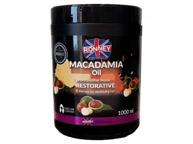 RONNEY Macadamia Oil Mask 1000ml - regenerační maska pro slabé a suché vlasy