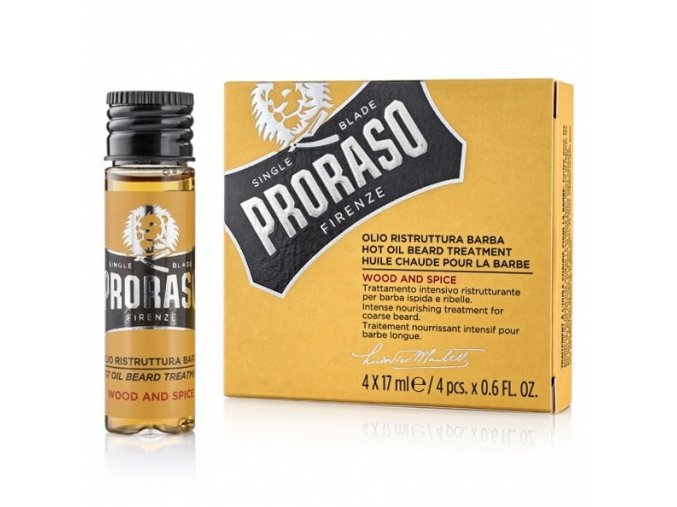 PRORASO Wood and Spice Hot Oil 4x17ml - olej na vousy s vůní cedrového dřeva a koření