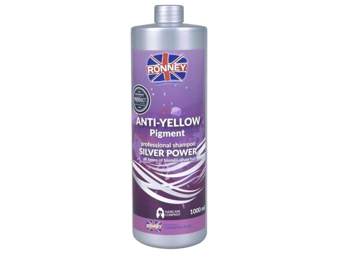 RONNEY Anti-Yellow Silver Power Shampoo 1000ml - šampon na melírované a blond vlasy