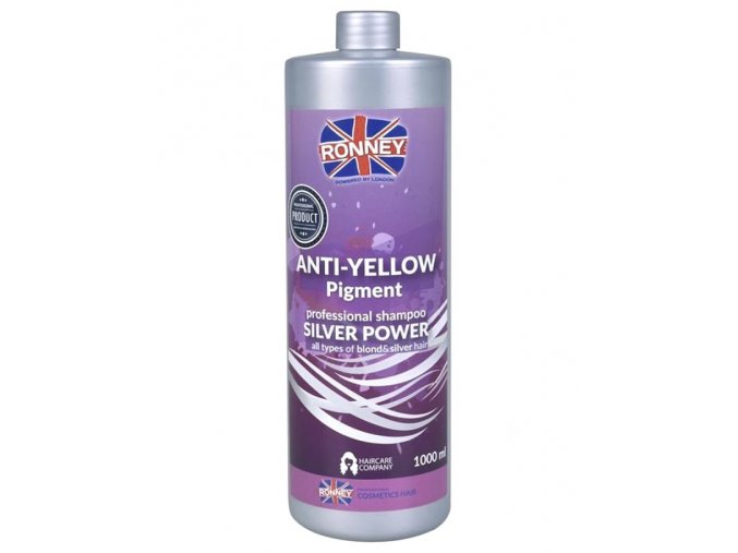 RONNEY Anti-Yellow Silver Power Shampoo 1000ml - šampon na melírované a blond vlasy