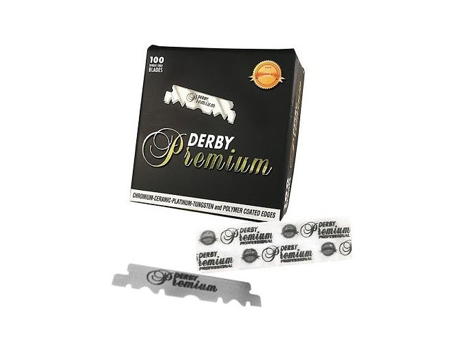 DERBY Premium Ceramic Platinum Single Edged Blades 100ks - poloviční žiletky