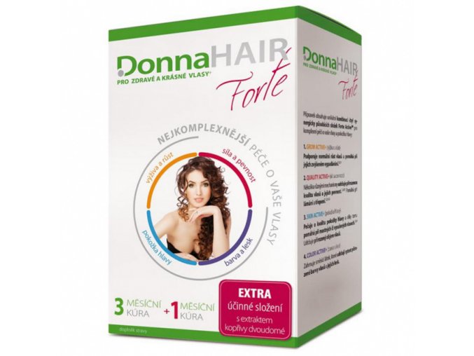 DONNA HAIR Forte 4 měsíční kúra tob.90+30 zdarma - vitamíny proti padání pro výživu a růst vlasů