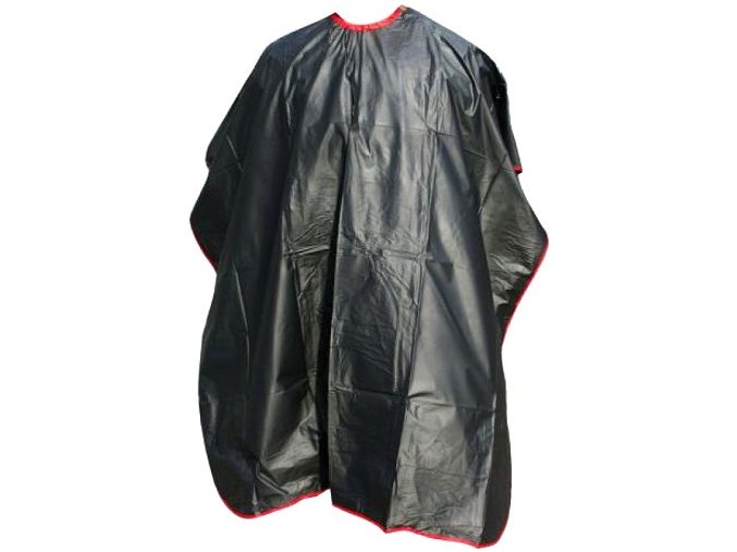 SALON KOMPLET Kadeřnická pláštěnka barvicí černá s červeným okrajem PVC na háčky