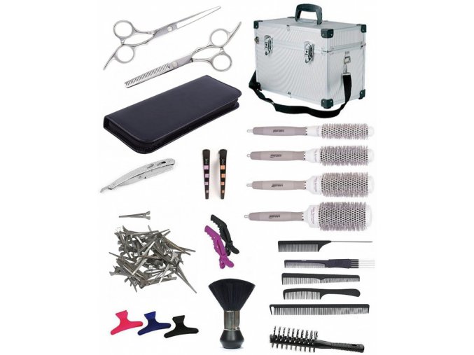 SET Alu kufr BK10 Kadeřnický set pro učně - hliníkový kufr s vybavením pro praváky