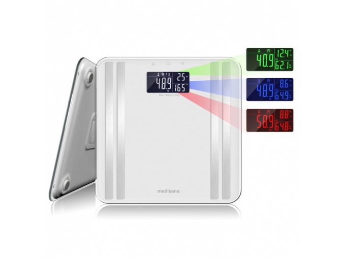 MEDISANA BS 465WH Analytická digitální váha do 180kg s barevným dispejem - bílá